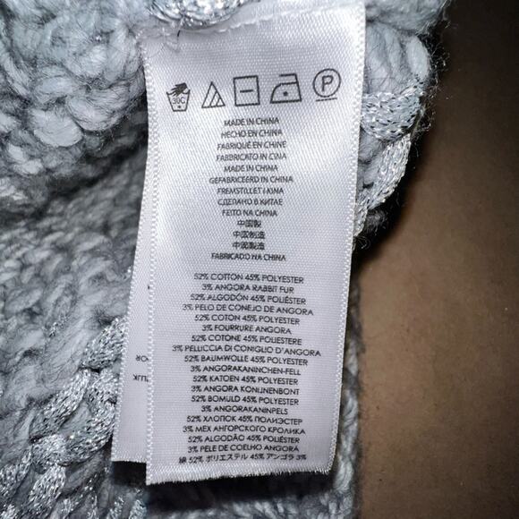 Michael Kors Womens Gray Sweater Shimmer Stripe Chunky Long Sleeve Sz Medium - Picture 5 of 9